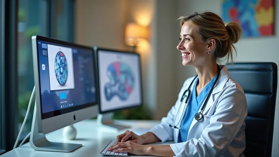 Doctor using AI-powered tools to streamline patient care and enhance clinical decision-making—explore secure artificial intelligence solutions with netEffx.