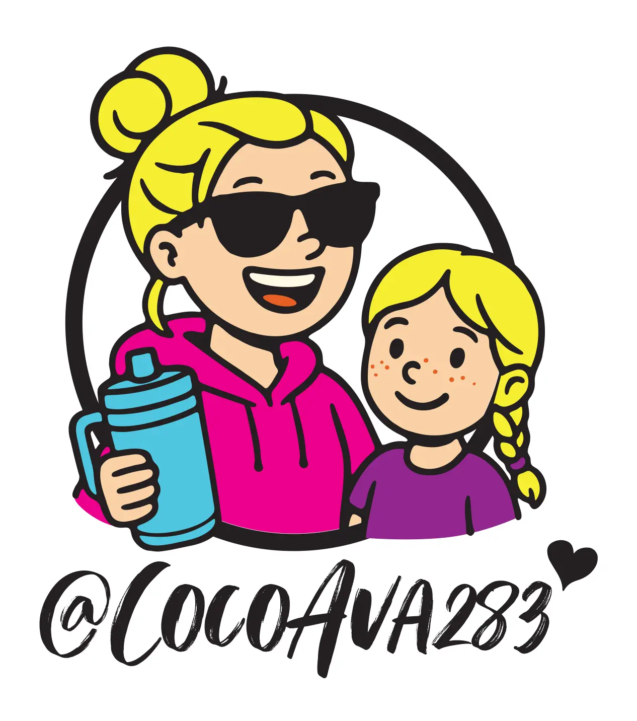 Logo concept for @cocoava283, a playful YouTube brand—featuring bold lettering, bright colors, and a fun, expressive style that reflects their upbeat content.