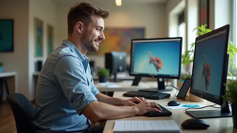 Graphic designer crafting custom logo and custom graphics—netEffx branding services help Hudson Valley organizations stand out